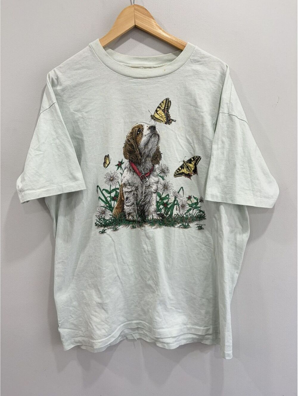 Vintage Dogs And Butterflies Tee Shirt xxl animal